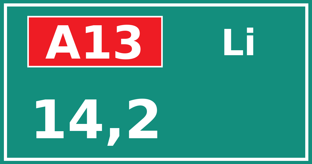 Hectometerbord A13 14,2 zijde Li