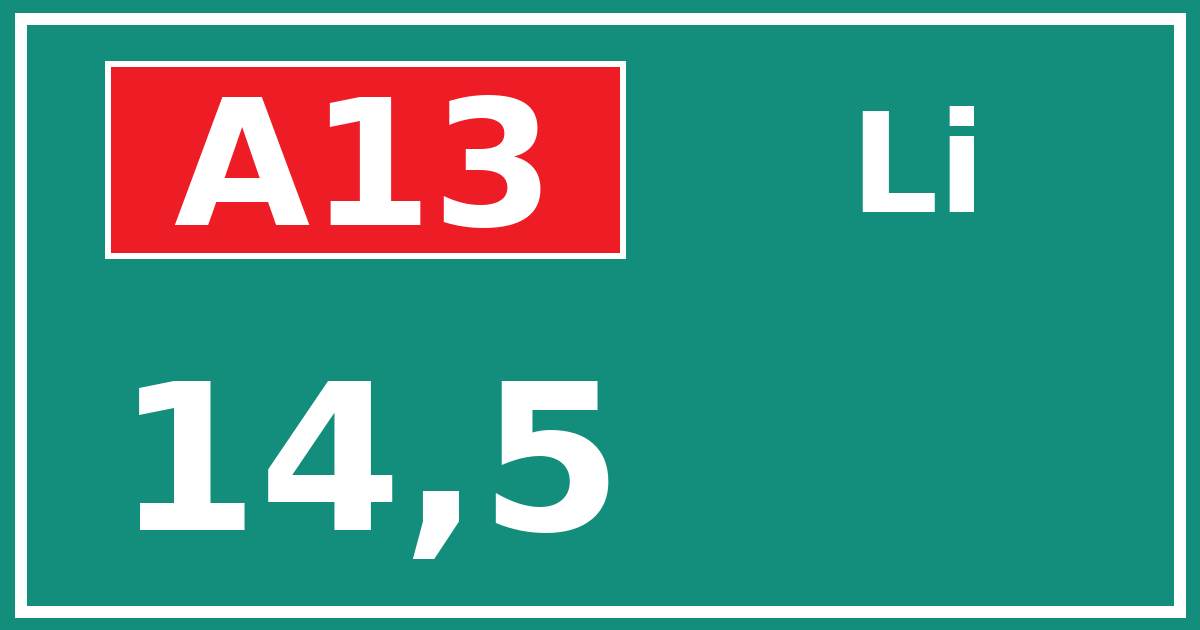 Hectometerbord A13 14,5 zijde Li