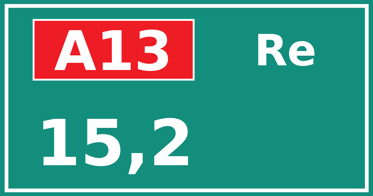 Hectometerbord A13 15,2 zijde Re
