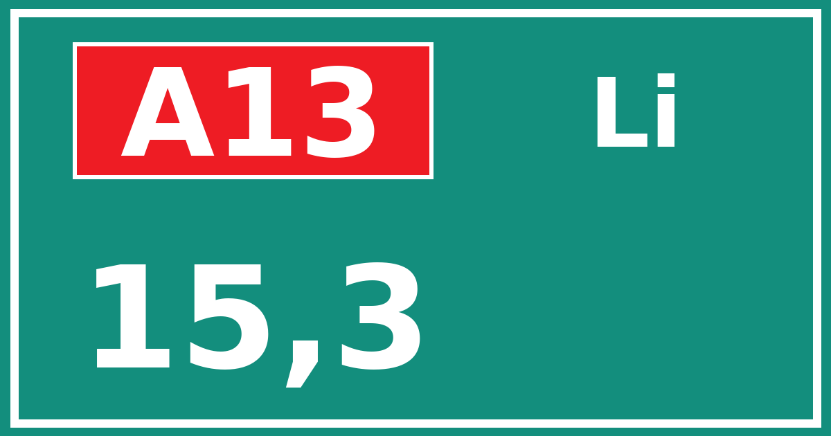 Hectometerbord A13 15,3 zijde Li