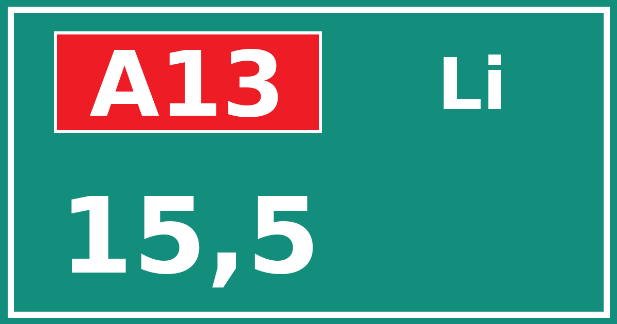 Hectometerbord A13 15,5 zijde Li