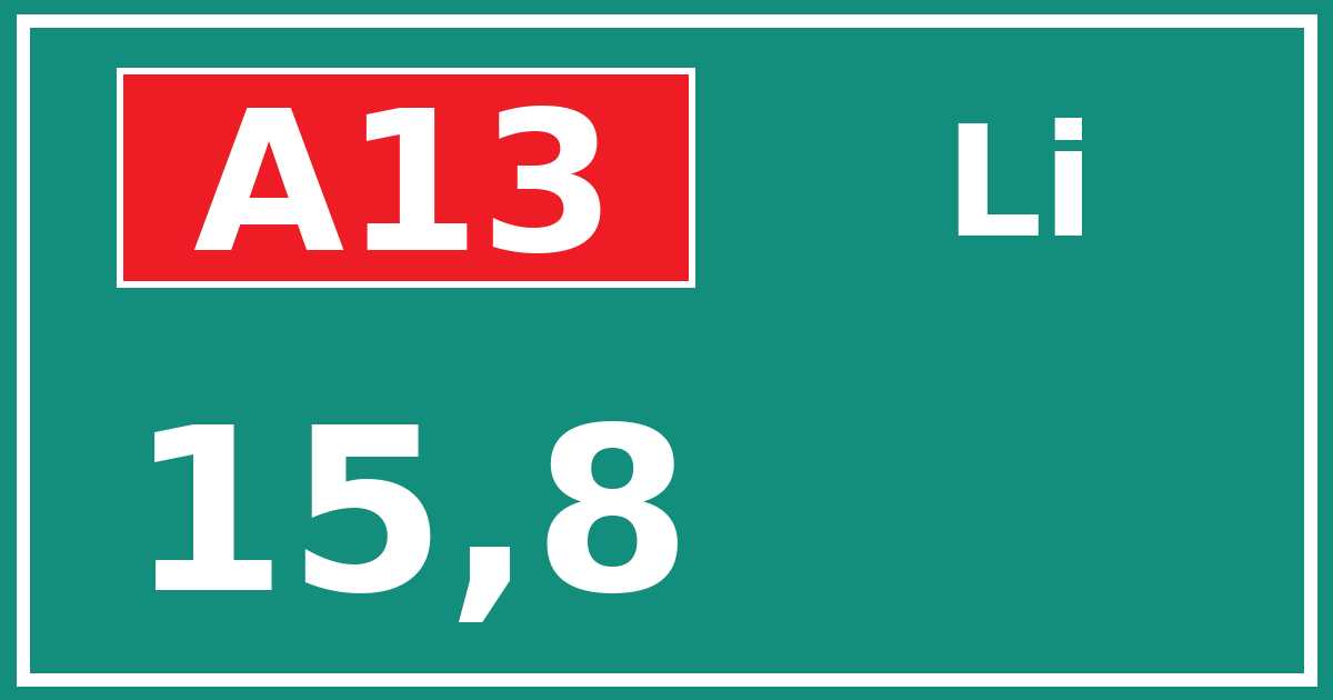 Hectometerbord A13 15,8 zijde Li