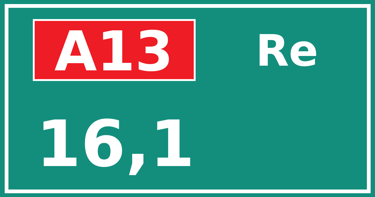 Hectometerbord A13 16,1 zijde Re