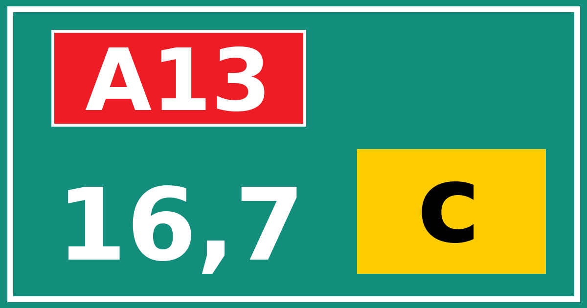 Hectometerbord A13 16,7 letter c