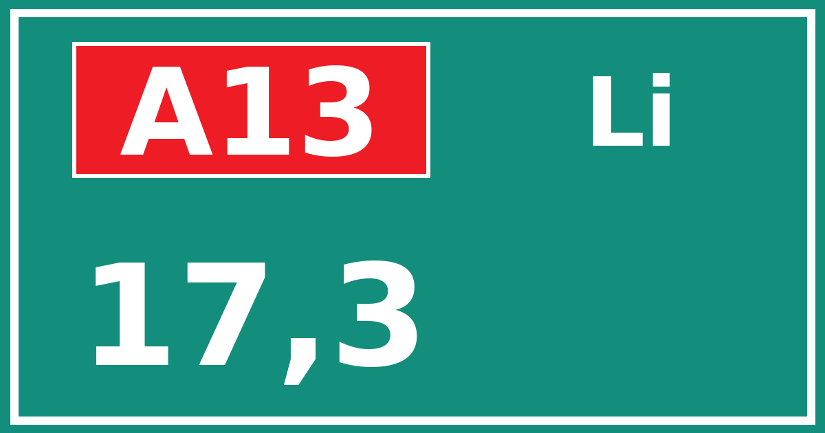 Hectometerbord A13 17,3 zijde Li
