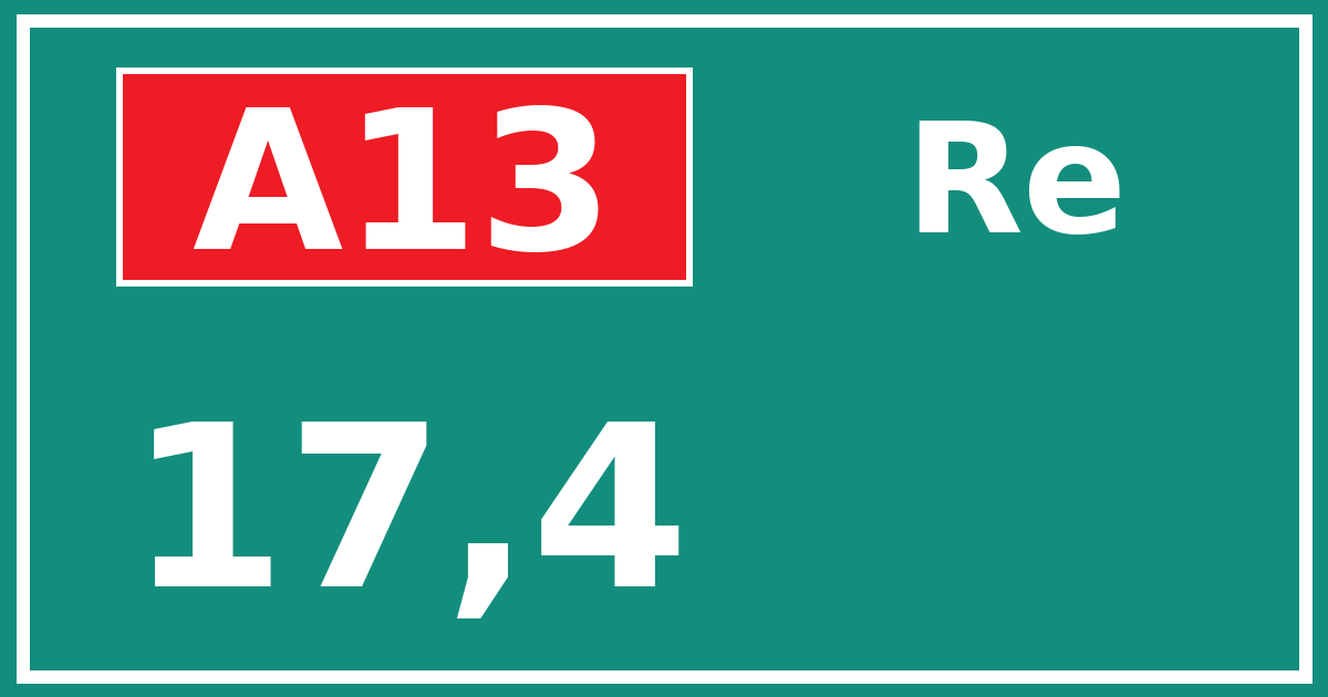 Hectometerbord A13 17,4 zijde Re
