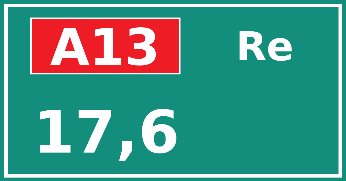 Hectometerbord A13 17,6 zijde Re