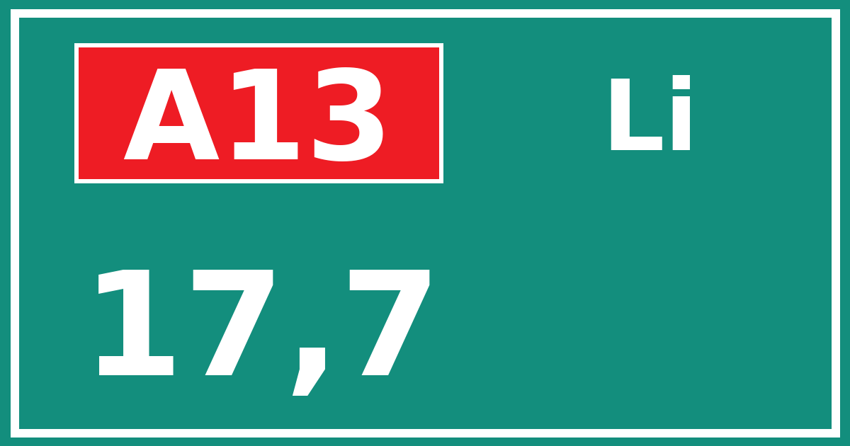 Hectometerbord A13 17,7 zijde Li