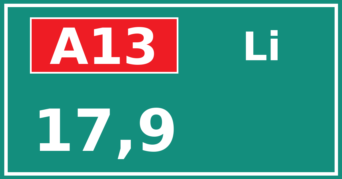 Hectometerbord A13 17,9 zijde Li