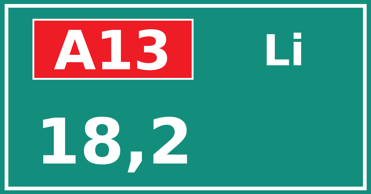 Hectometerbord A13 18,2 zijde Li