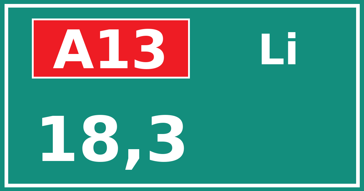 Hectometerbord A13 18,3 zijde Li