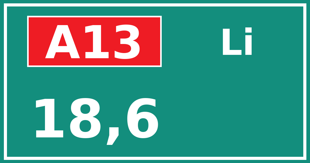 Hectometerbord A13 18,6 zijde Li