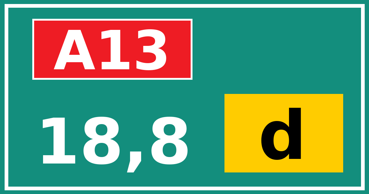 Hectometerbord A13 18,8 letter d