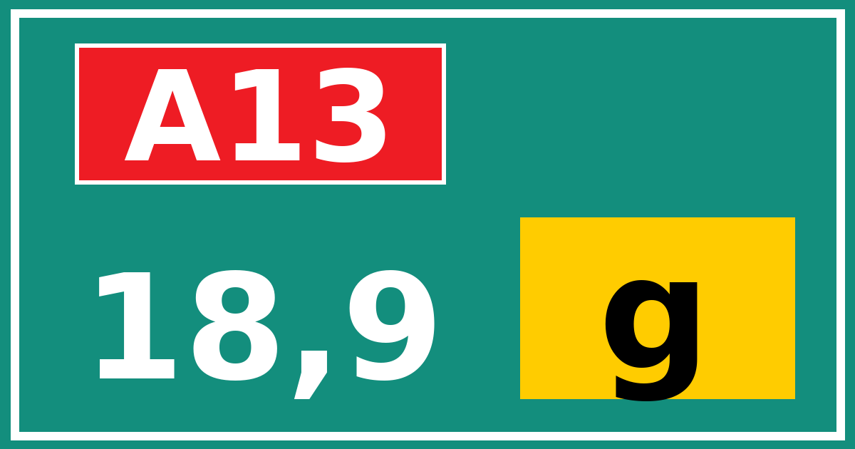 Hectometerbord A13 18,9 letter g