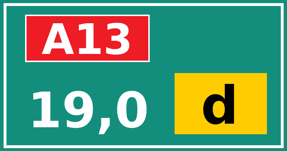 Hectometerbord A13 19,0 letter d