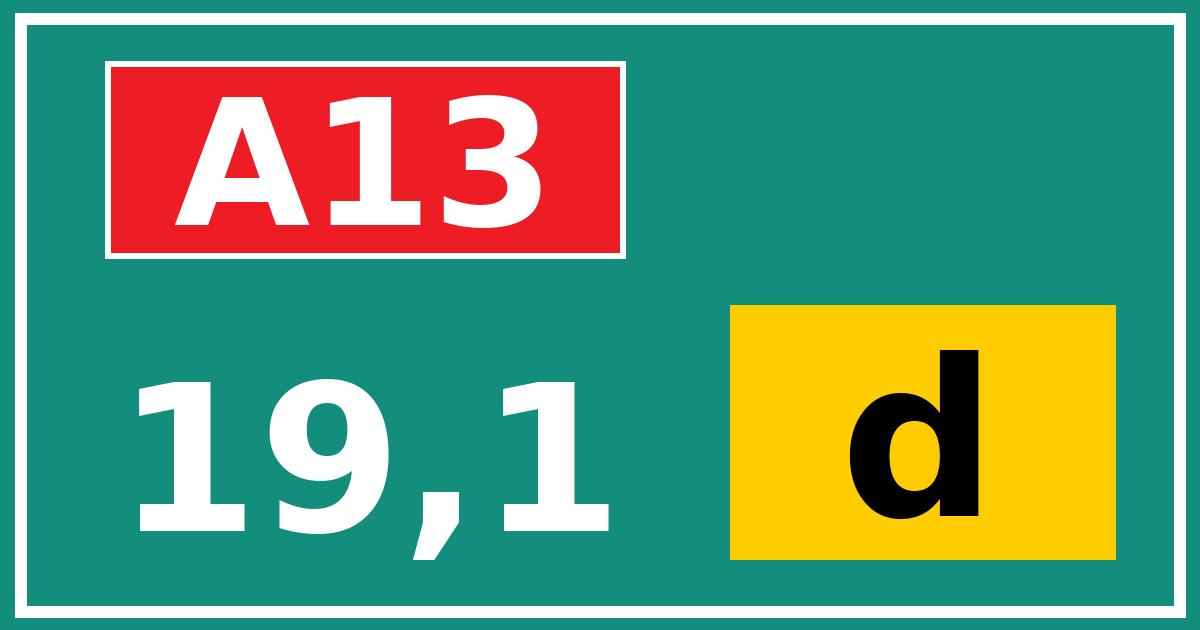 Hectometerbord A13 19,1 letter d