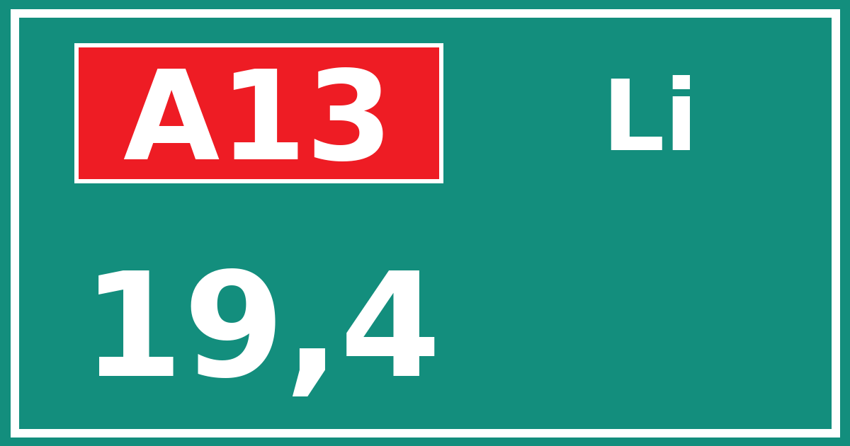 Hectometerbord A13 19,4 zijde Li