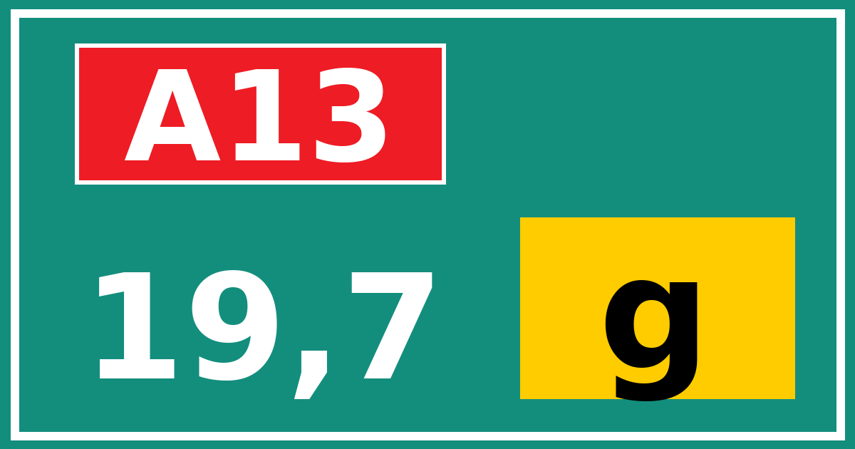 Hectometerbord A13 19,7 letter g