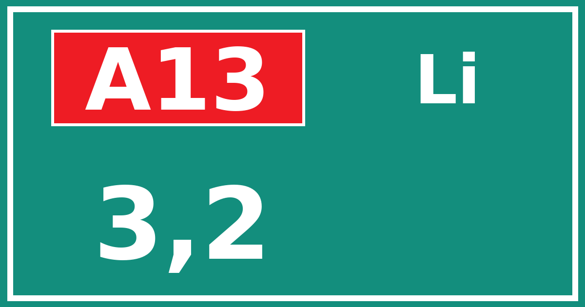 Hectometerbord A13 3,2 zijde Li