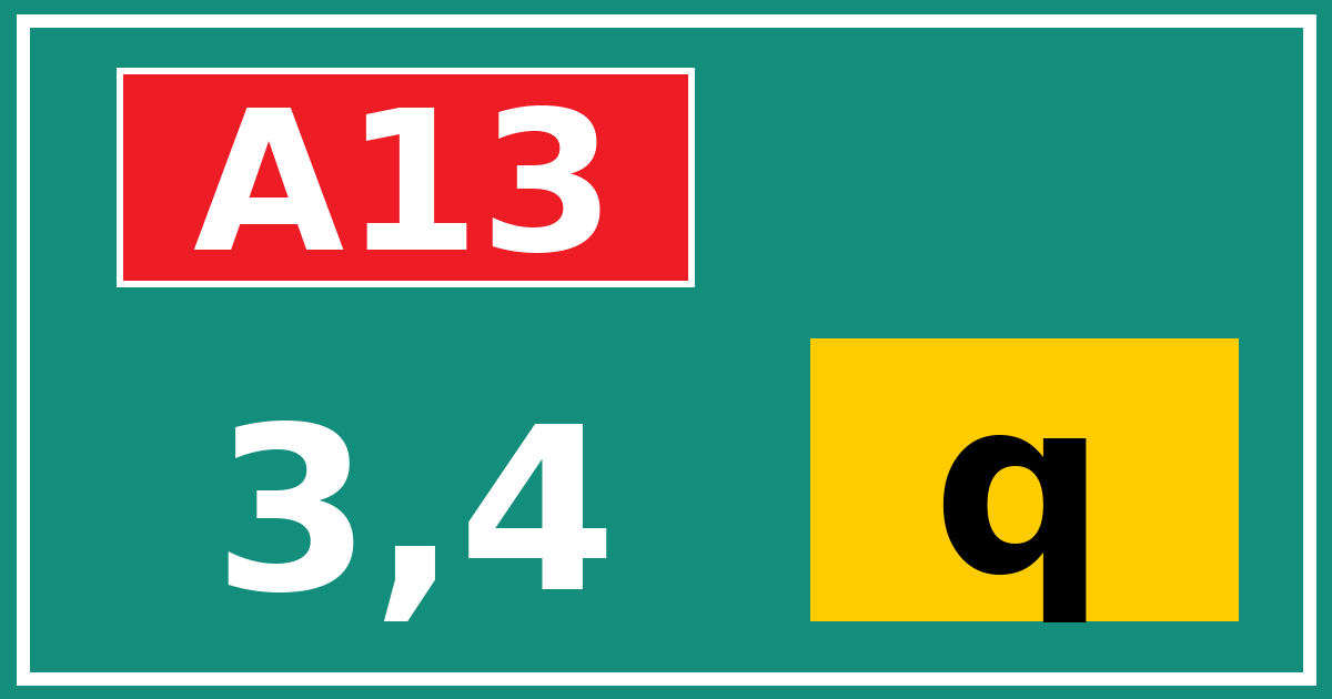 Hectometerbord A13 3,4 letter q