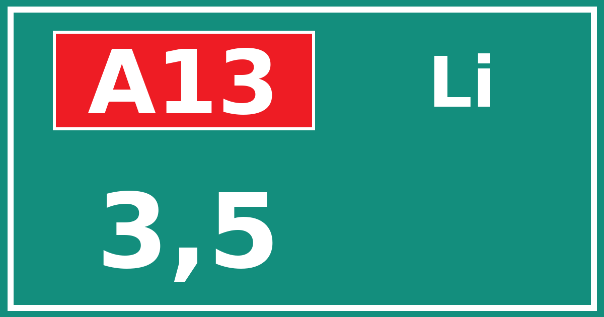 Hectometerbord A13 3,5 zijde Li