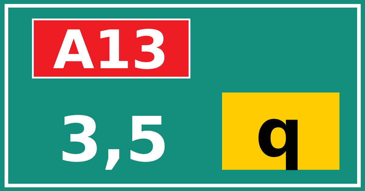 Hectometerbord A13 3,5 letter q
