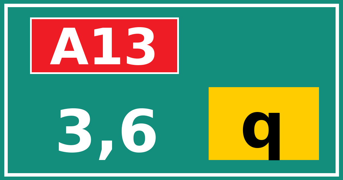 Hectometerbord A13 3,6 letter q