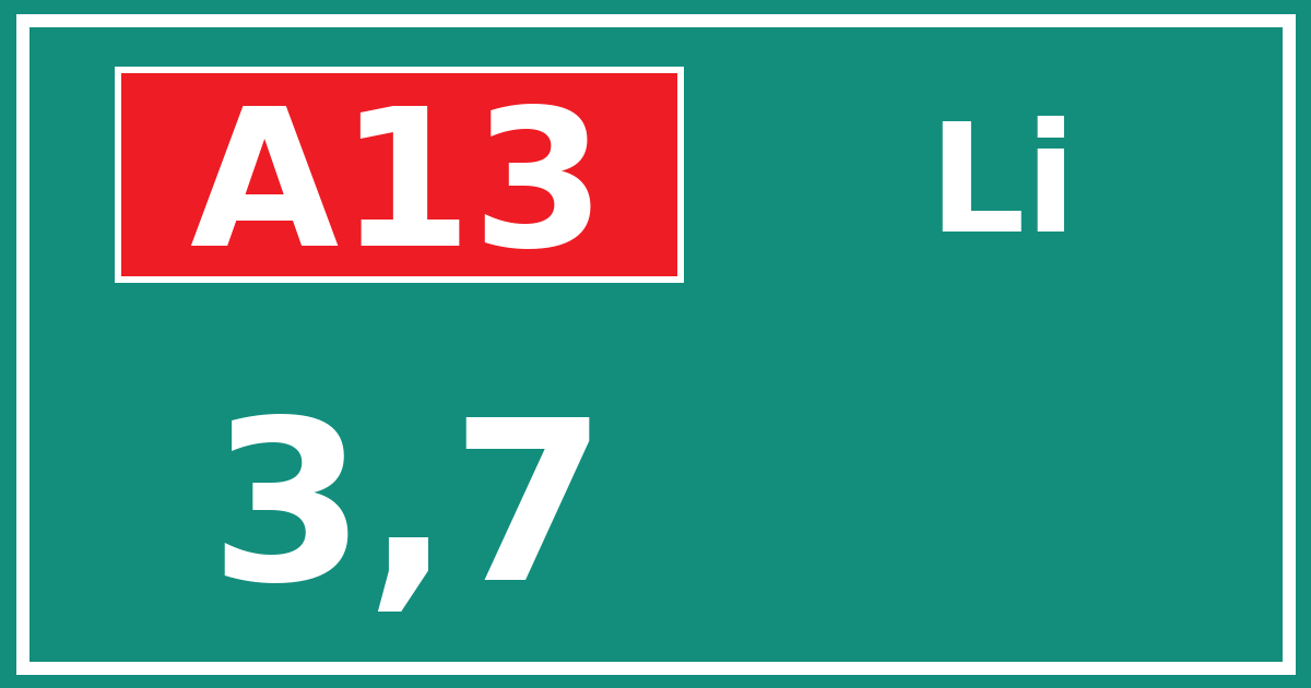 Hectometerbord A13 3,7 zijde Li