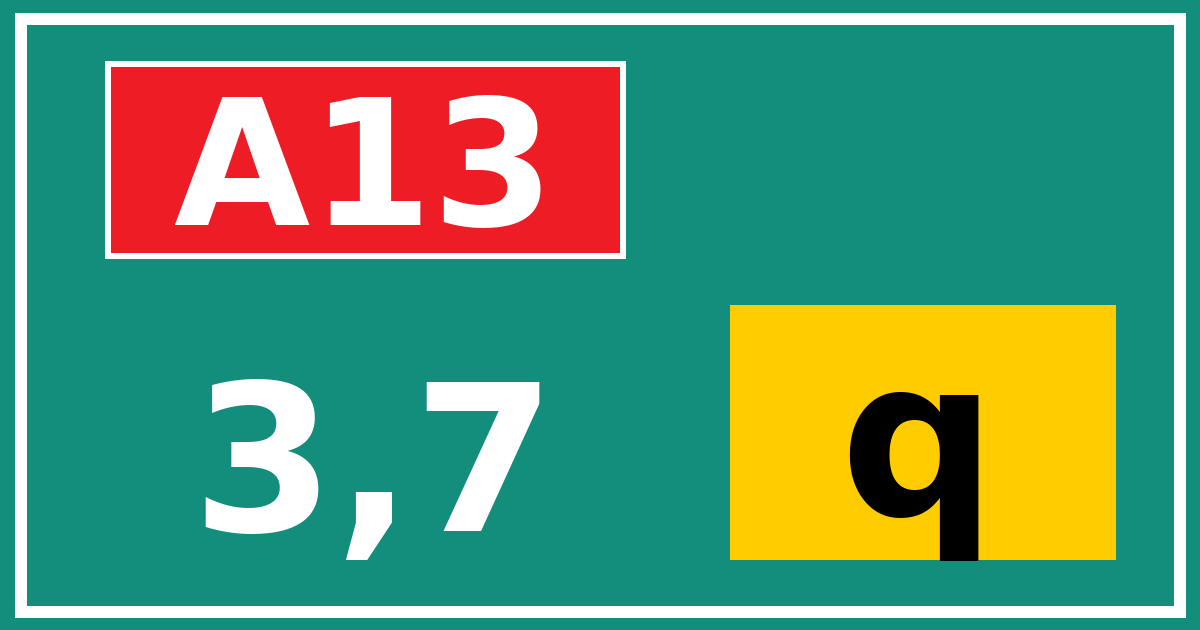 Hectometerbord A13 3,7 letter q