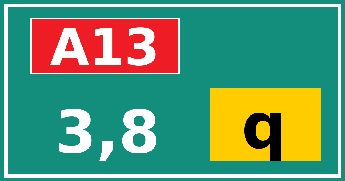 Hectometerbord A13 3,8 letter q