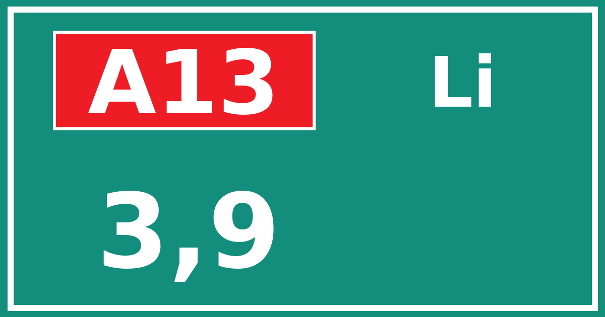 Hectometerbord A13 3,9 zijde Li