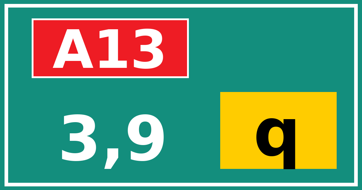 Hectometerbord A13 3,9 letter q