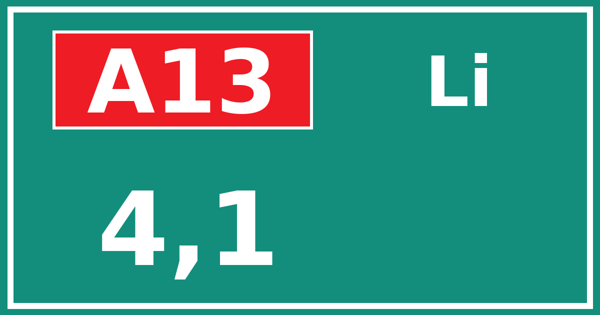 Hectometerbord A13 4,1 zijde Li