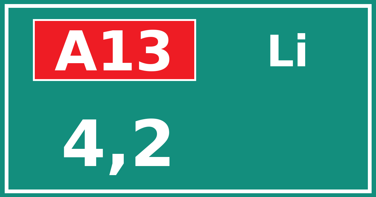 Hectometerbord A13 4,2 zijde Li