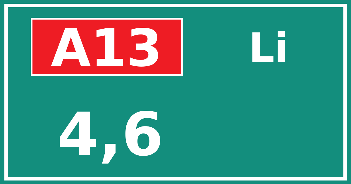 Hectometerbord A13 4,6 zijde Li