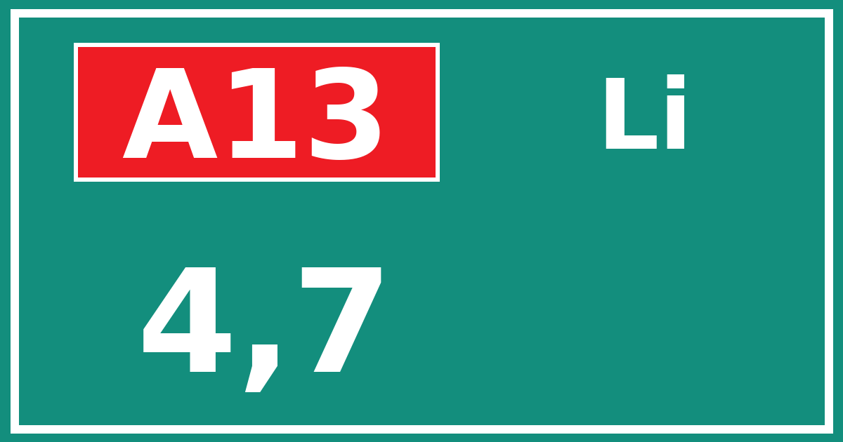 Hectometerbord A13 4,7 zijde Li