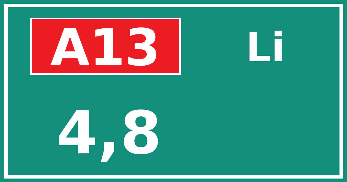Hectometerbord A13 4,8 zijde Li