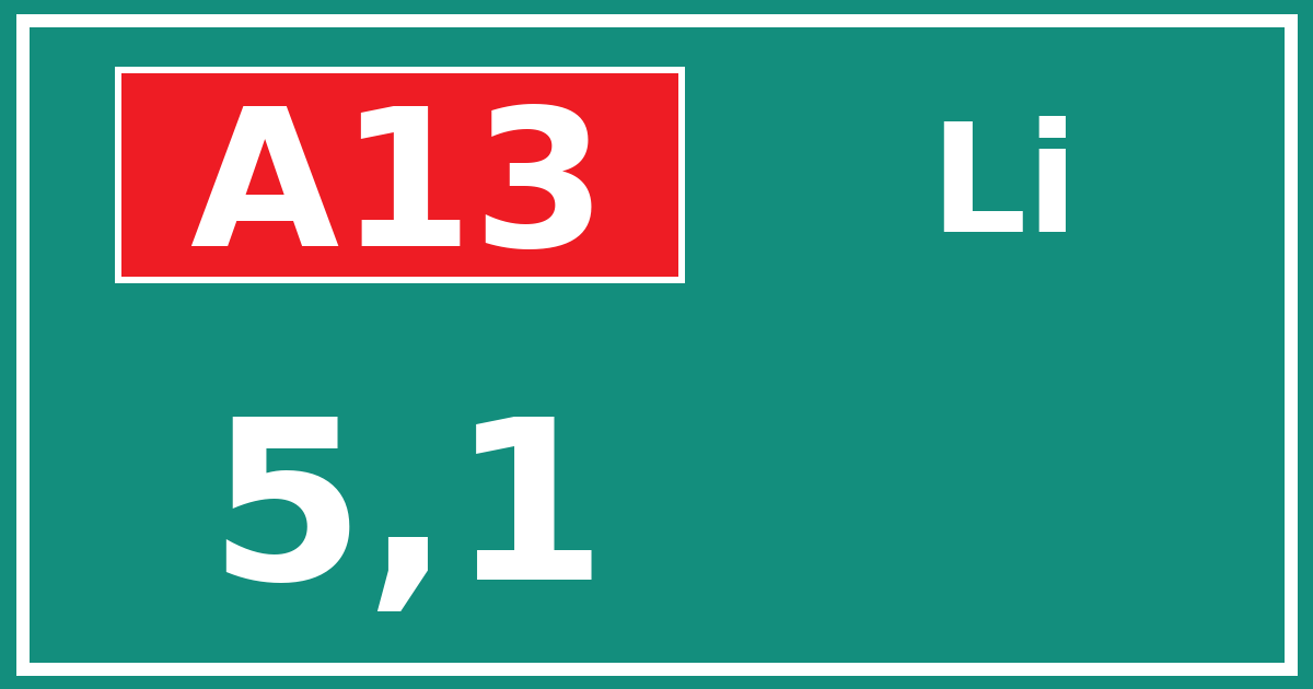 Hectometerbord A13 5,1 zijde Li