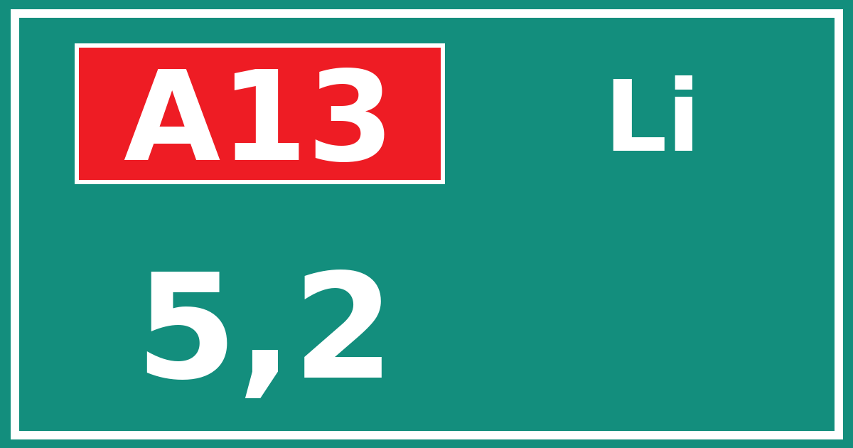 Hectometerbord A13 5,2 zijde Li