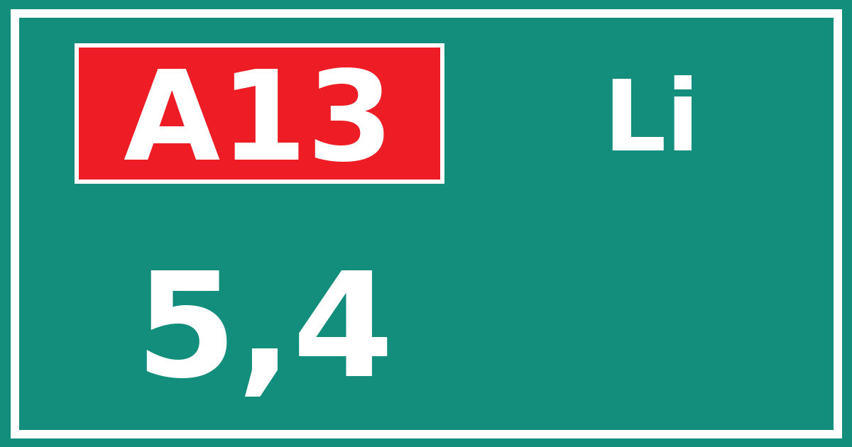 Hectometerbord A13 5,4 zijde Li