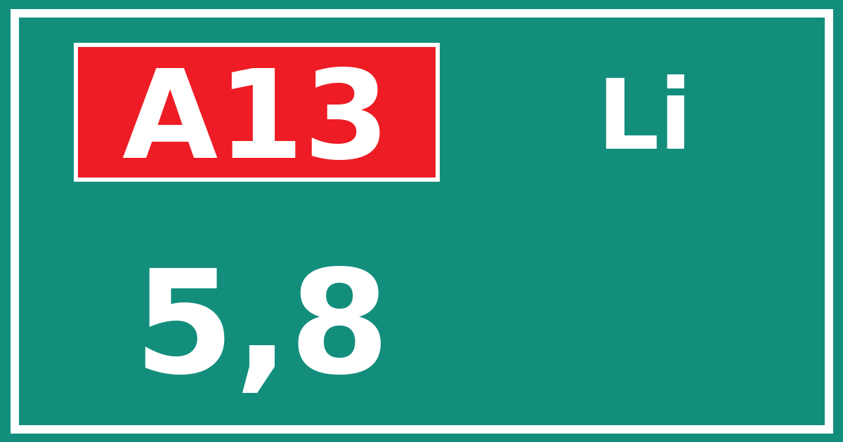 Hectometerbord A13 5,8 zijde Li