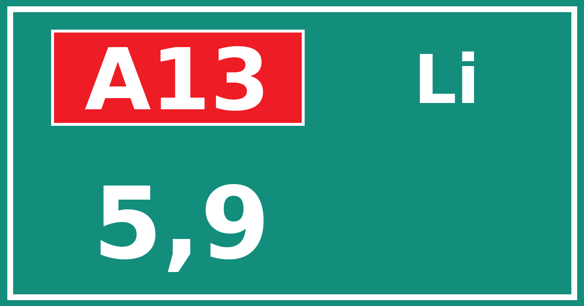 Hectometerbord A13 5,9 zijde Li