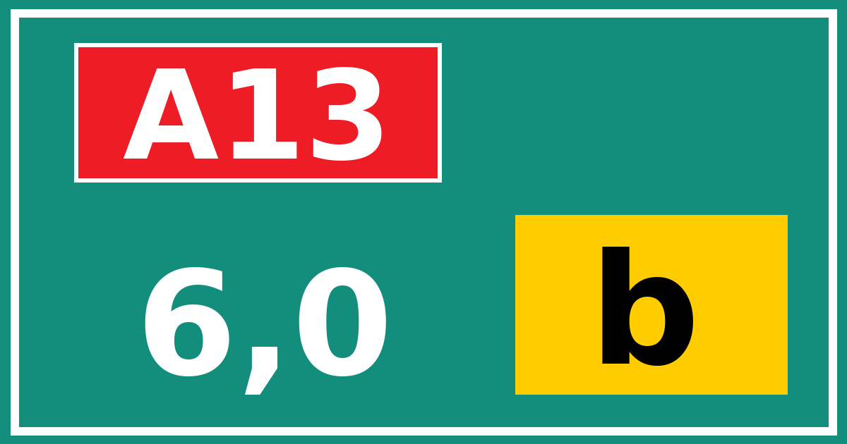 Hectometerbord A13 6,0 letter b
