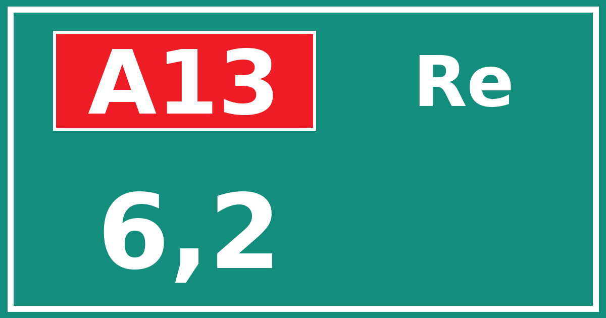 Hectometerbord A13 6,2 zijde Re