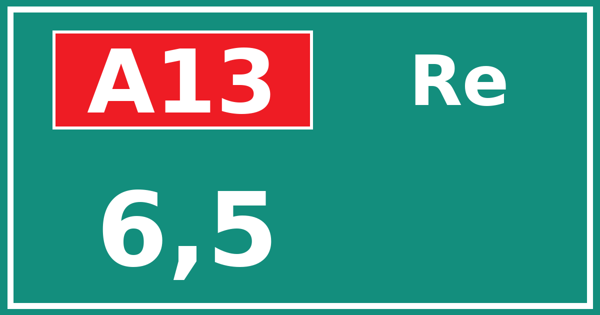 Hectometerbord A13 6,5 zijde Re