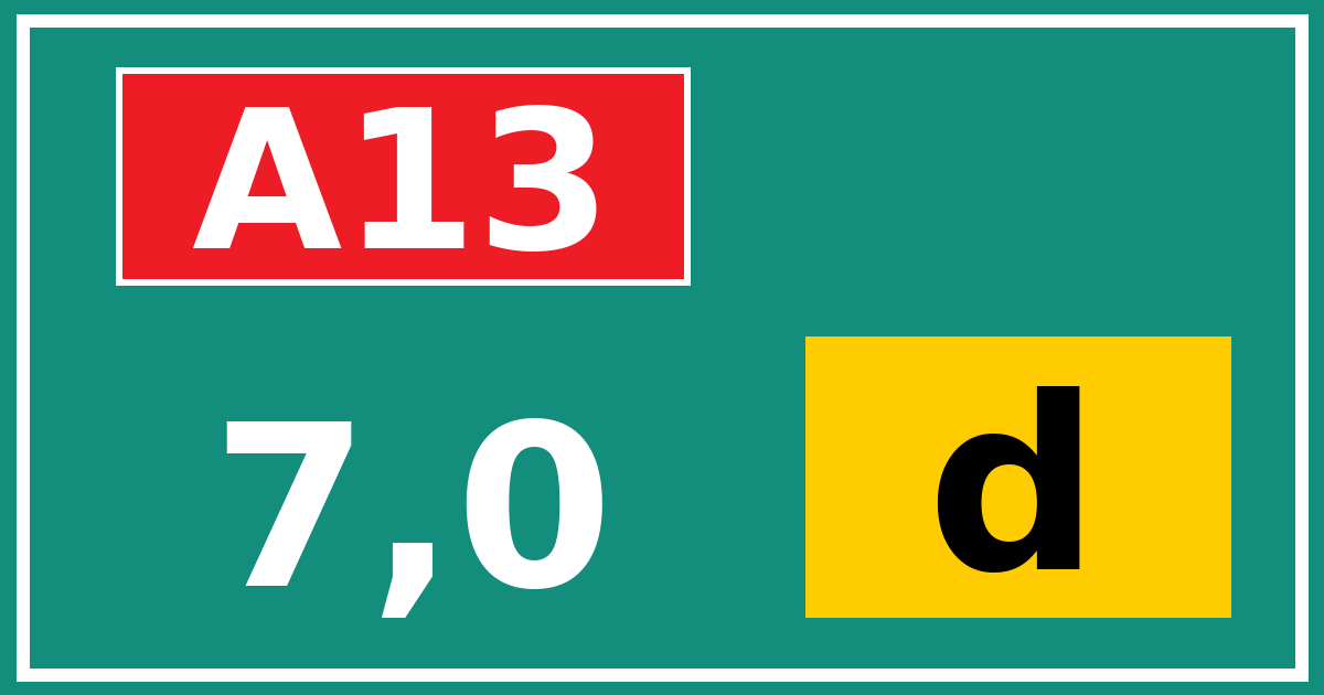 Hectometerbord A13 7,0 letter d