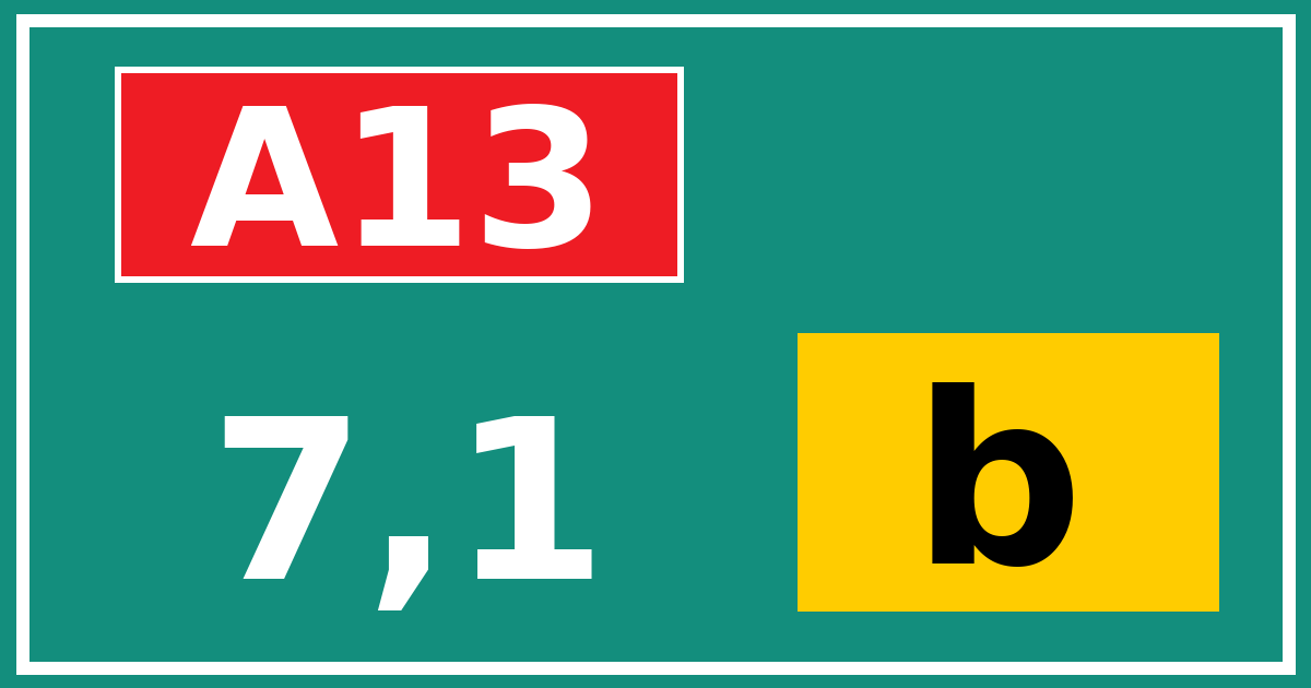 Hectometerbord A13 7,1 letter b