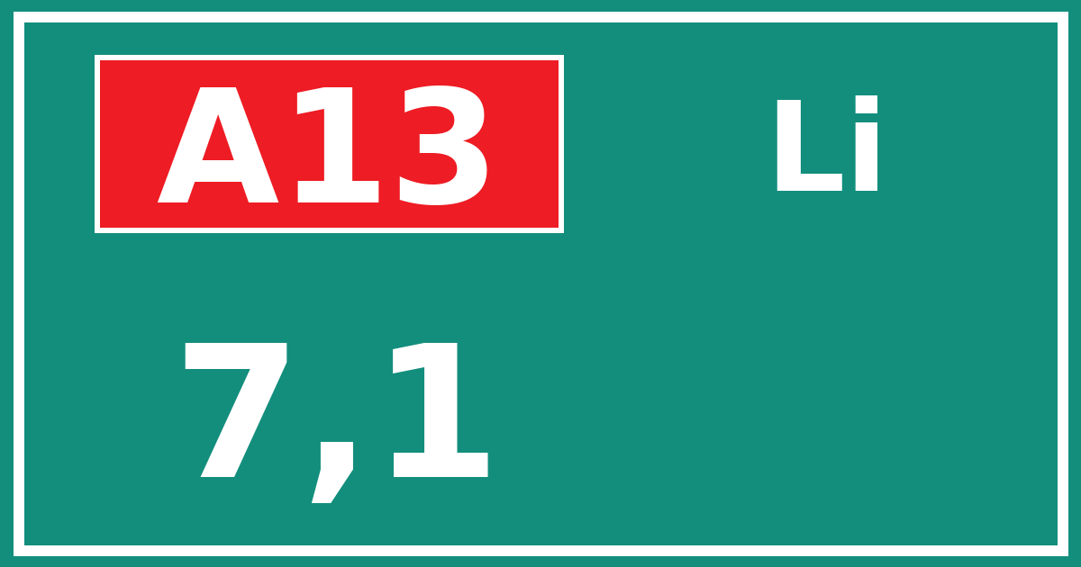 Hectometerbord A13 7,1 zijde Li