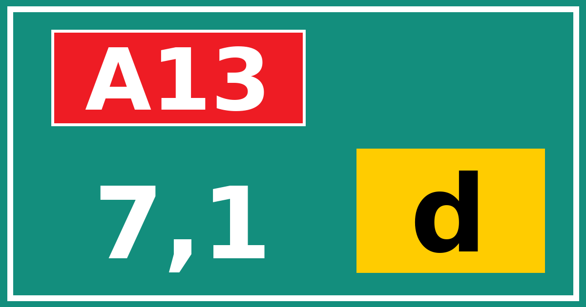 Hectometerbord A13 7,1 letter d