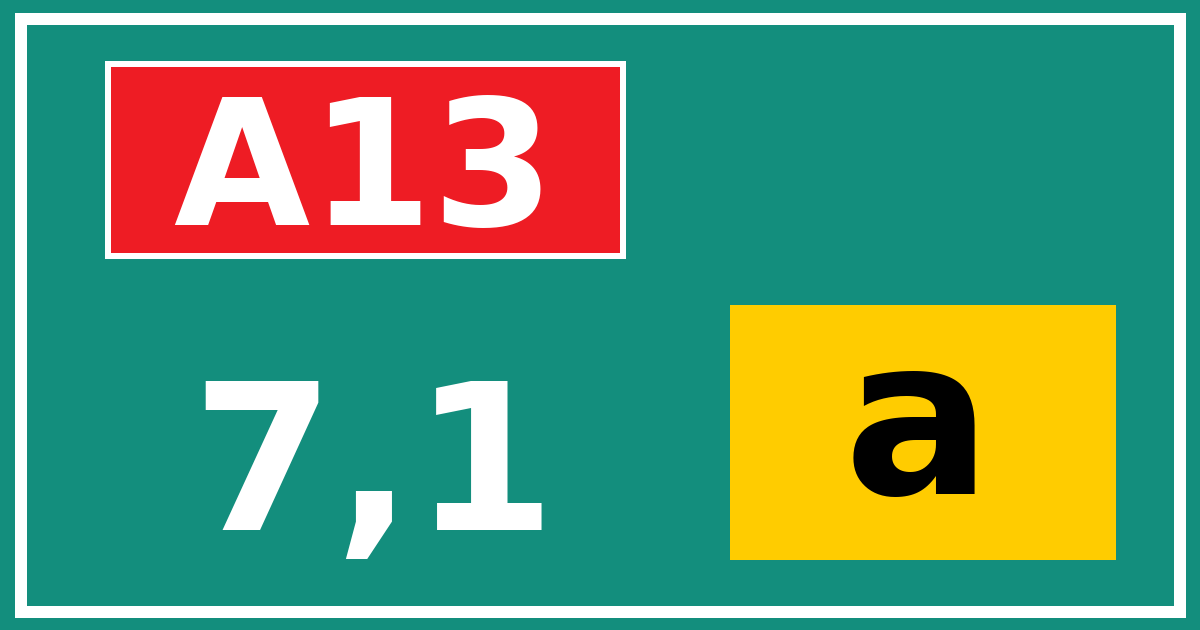 Hectometerbord A13 7,1 letter a